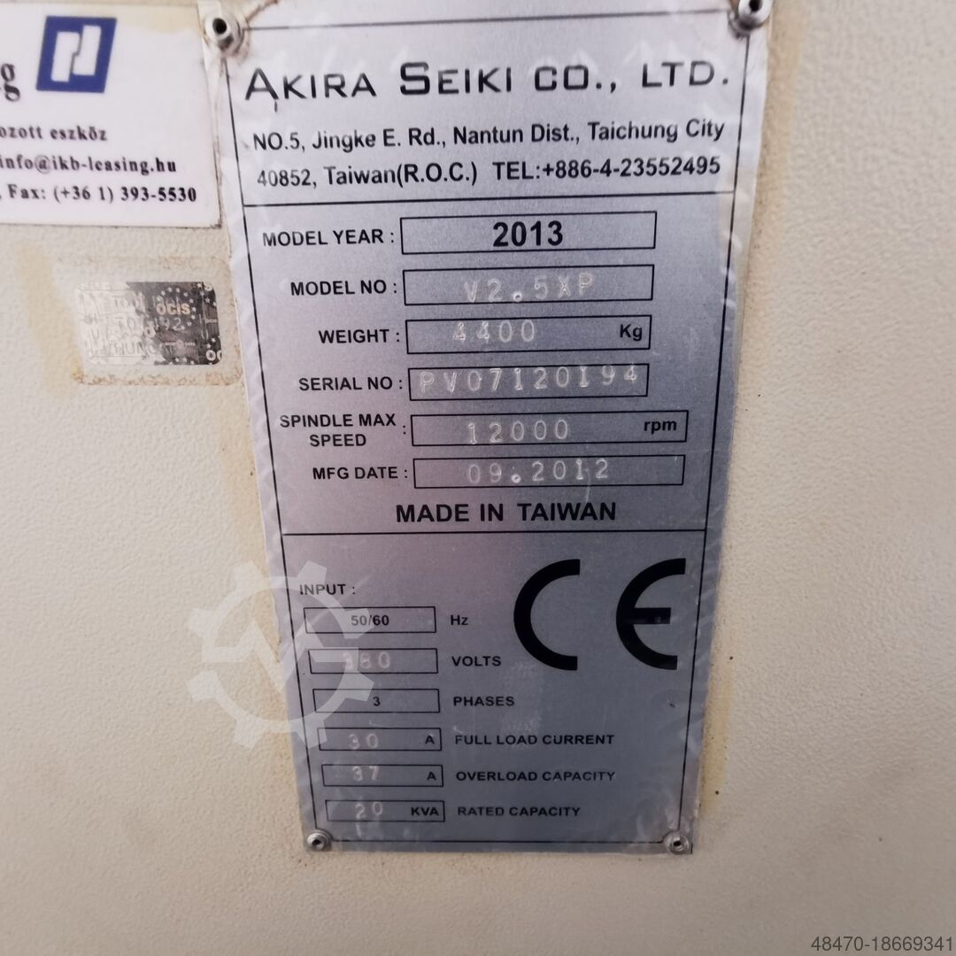▷used 3 axis vertical machining center AKIRA SEIKI V2.5XP for sale