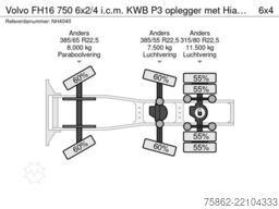 Volvo FH16 750 6x2/4 i.c.m. KWB P3 oplegger met Hiab ...