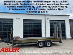 Demmler TT119 Tiefladeranhänger mit Rampen Fräse