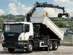 SCANIA P 410 Kipper 5,05m * KRAN/FUNK + BORDMATIC *6x4