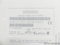Siemens 6AV3617-1JC30-0AX1 OP17-DP12 SNCN2603591 generalüberh.+ 3 Mon. Gewährl.