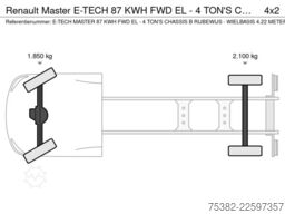 Renault Master E-TECH 87 KWH FWD EL - 4 TON'S CHASSIS /...