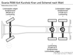 Scania R590 6x4 Kurzholz Kran und Schemel nach Wahl