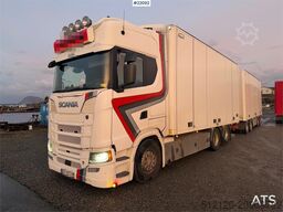 Scania S650 6x2 box truck w/ Ekeri 4 axle box trailer w/