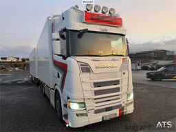 Scania S650 6x2 box truck w/ Ekeri 4 axle box trailer w/