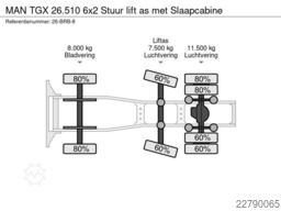 MAN TGX 26.510 6x2  Stuur lift as met Slaapcabine