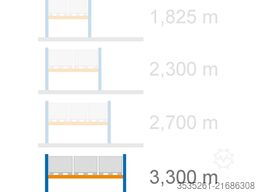 TOTAL-REGAL 6 x 13,7 m lang, 5 m hoch 30 Rahmen, 144 Traversen (3300)