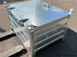 Stapelbak verzinkt met voorklep en deksel 1000 x 800 x 500