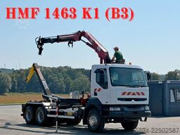 RENAULT KERAX 370 DCI * ABROLLKIPPER 4,85 m * KRAN * 6x4