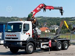 RENAULT KERAX 370 DCI * ABROLLKIPPER 4,85 m * KRAN * 6x4