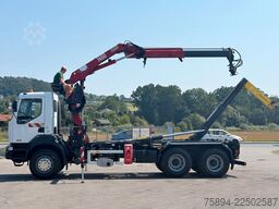 RENAULT KERAX 370 DCI * ABROLLKIPPER 4,85 m * KRAN * 6x4