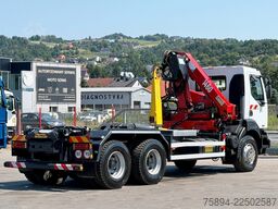 RENAULT KERAX 370 DCI * ABROLLKIPPER 4,85 m * KRAN * 6x4