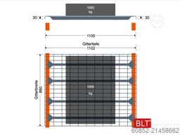 Auflagegitter für Palettenregale 270x110 cm ,1000kg pro Gitter , 3-Teilig