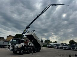 SCANIA 124-420 8X4 RIBALTABILE + GRU EFFER 210