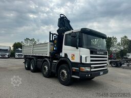 SCANIA 124-420 8X4 RIBALTABILE + GRU EFFER 210