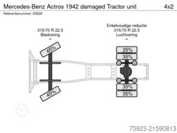 Mercedes-Benz Actros 1942 damaged Tractor unit