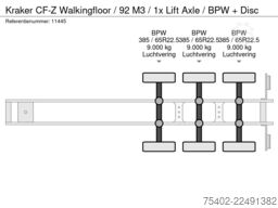 Kraker CF-Z Walkingfloor / 92 M3 / 1x Lift Axle / BPW ...