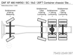 DAF XF 480 H4KN3 / SC / 8x2 / 20FT Container chassi...