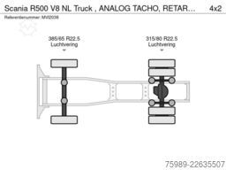 Scania R500 V8 NL Truck ,  ANALOG TACHO, RETARDER, HYD...