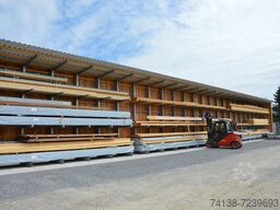 Kragarmregal einseitig mit Dachträger Höhe 4,2 m / Tiefe 1,2 m / Länge 12 m