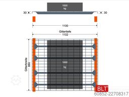 Auflagegitter für Palettenregale 270x110 cm ,1000kg pro Gitter , 3-Teilig