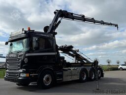 Scania R580 V8 8x4 !!TRIPLE HIAB 24 TM CRANE!!CONTAINE...