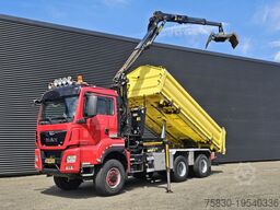 MAN TGS 33.480 6x6 / PALFINGER Z CRANE / 2 SIDE TIPPER