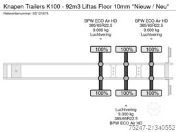 Knapen Trailers K100 - 92m3 Liftas Floor 10mm *Nieuw / Neu*
