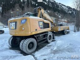 CAT M314F wheeled excavator w/ two buckets, Gigant tra