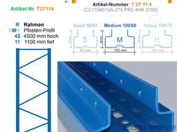2 x 11,2 m Palettenregale, 4,5 m hoch 3 Trav.-Eb. (3600) 3t, 8 Rahm., 36 Trav.