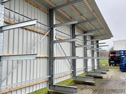 Kragarmregal mit Dach & Rückwand H:400cm Fuß + 3 Ebenen