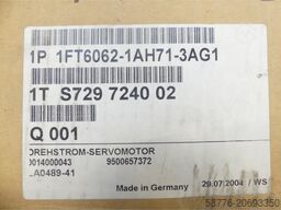 Siemens 1FT6062-1AH71-3AG1 Servomotor SN: 1TS729724002 -  -