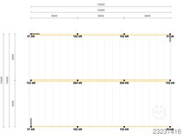 10x15m Lagerbühne , Belastung : 500kg/qm Unterkante: 2,5m ,ca. 150qm Systembühne