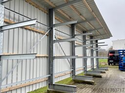 Kragarmregal mit Dach & Rückwand H:400cm Fuß + 3 Ebenen