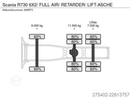 Scania R730 6X2/ FULL AIR/ RETARDER/ LIFT-ASCHE