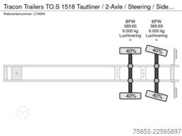 Tracon Trailers TO.S 1518 Tautliner / 2-Axle / Steering / Sideb...
