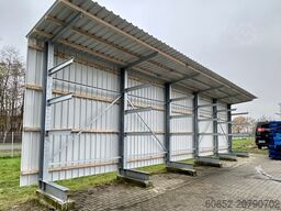 Kragarmregal mit Dach & Rückwand H:400cm Fuß + 3 Ebenen