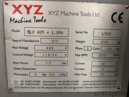 XYZ Machine Tools SLX 425 x 1.25m CNC Lathe