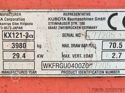 KUBOTA KX 121-3, 3.980 kg, SW, Grabenräumer, 3 Löffel