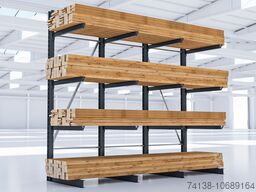 Kragarmregal einseitig Höhe: 4.200 mm Nutztiefe: 1.200 mm / Länge: 4.000 mm