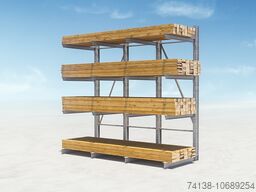 Kragarmregal einseitig Höhe: 3.500 mm Nutztiefe: 1.200 mm / Länge: 4.000 mm