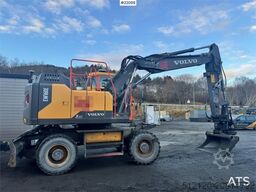 Volvo EW160E wheeled excavator with rototilt and two buc