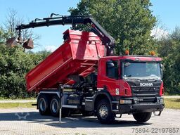 SCANIA P 410 Kipper 4,95m * KRAN/FUNK + BORDMATIC *6x4