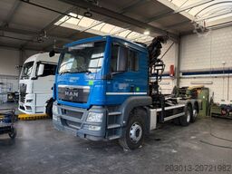MAN TGS 26.320 6x2 Abrollkipper + Kran HIAB 166 E-5