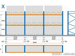 TOTAL-REGAL - 4 x 8,5 m lang, 3,5 m hoch McPalettenregal - 2 Traversen-Ebenen