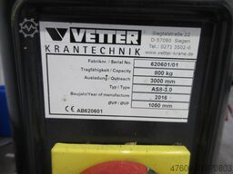 Vetter Kran Drehkran Hallenkran 800KG AS8-3.0 NL 800Kg 0,8t L 3m Kettenzug