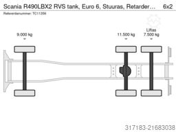 Scania R490LBX2 RVS tank, Euro 6, Stuuras, Retarder