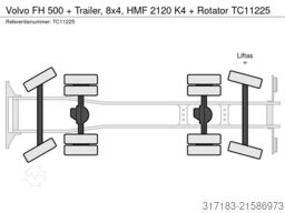 Volvo FH 500 + Trailer, 8x4, HMF 2120 K4 + Rotator