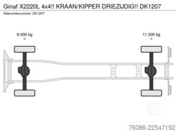 Ginaf X2220L 4x4!! KRAAN/KIPPER DRIEZIJDIG!!