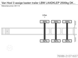 Van Hool 3 assige kasten trailer LBW LAADKLEP 2500kg